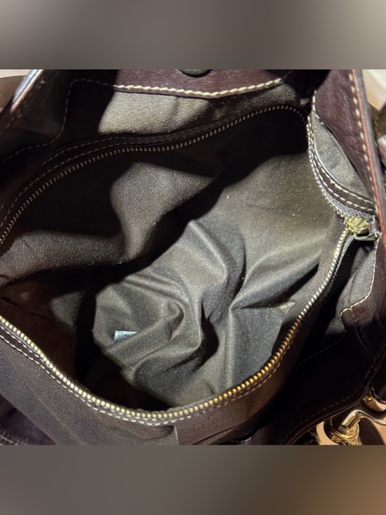 Gucci Dark Brown Leather shoulder bag with Green-Red Web and Gold GG - Picture 10 of 11